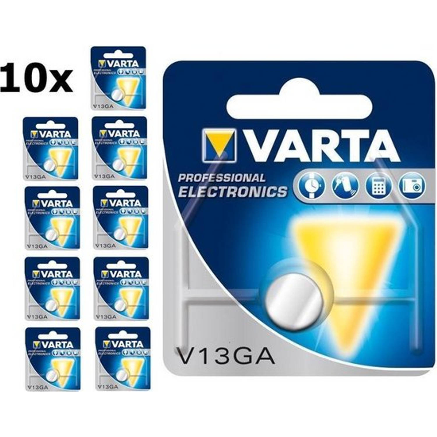 Varta V13GA / LR44 / LR1154 125mAh 1.55V Professional Electronics knoopcel batterij - 10 stuks