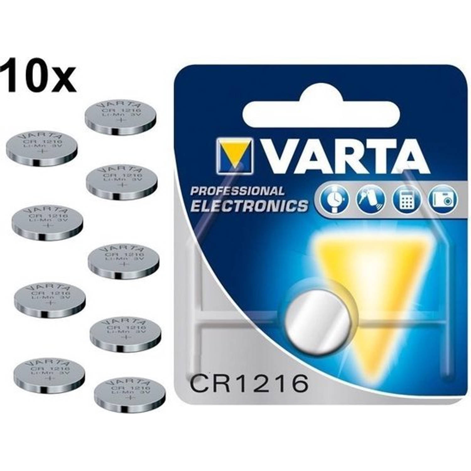 10 Stuks Varta Professional Electronics Cr1216 6216 25mah 3v Knoopcel Batterij