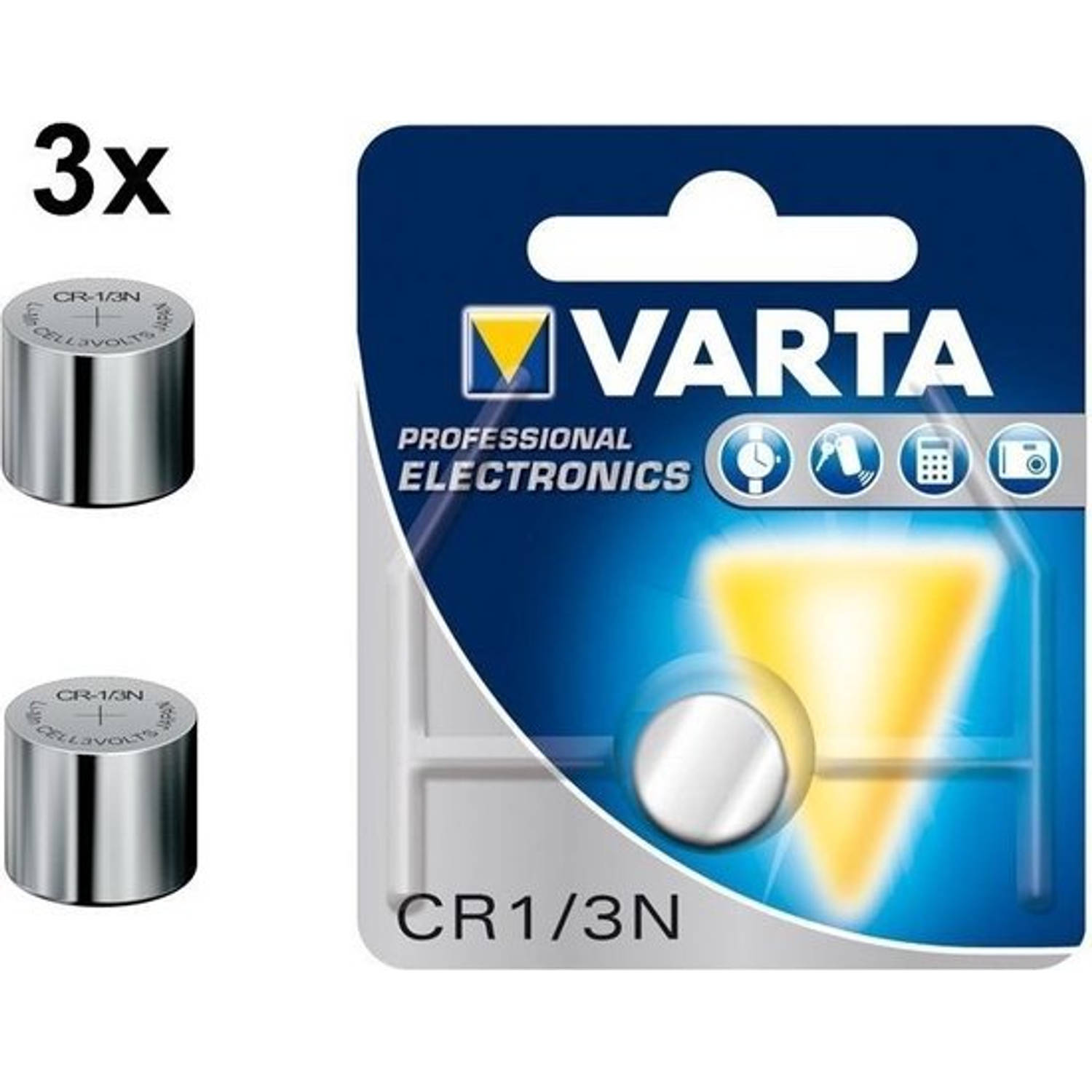 3 Stuks - Varta Professional Electronics CR 1/3 N 6131 170mAh 3V knoopcelbatterij
