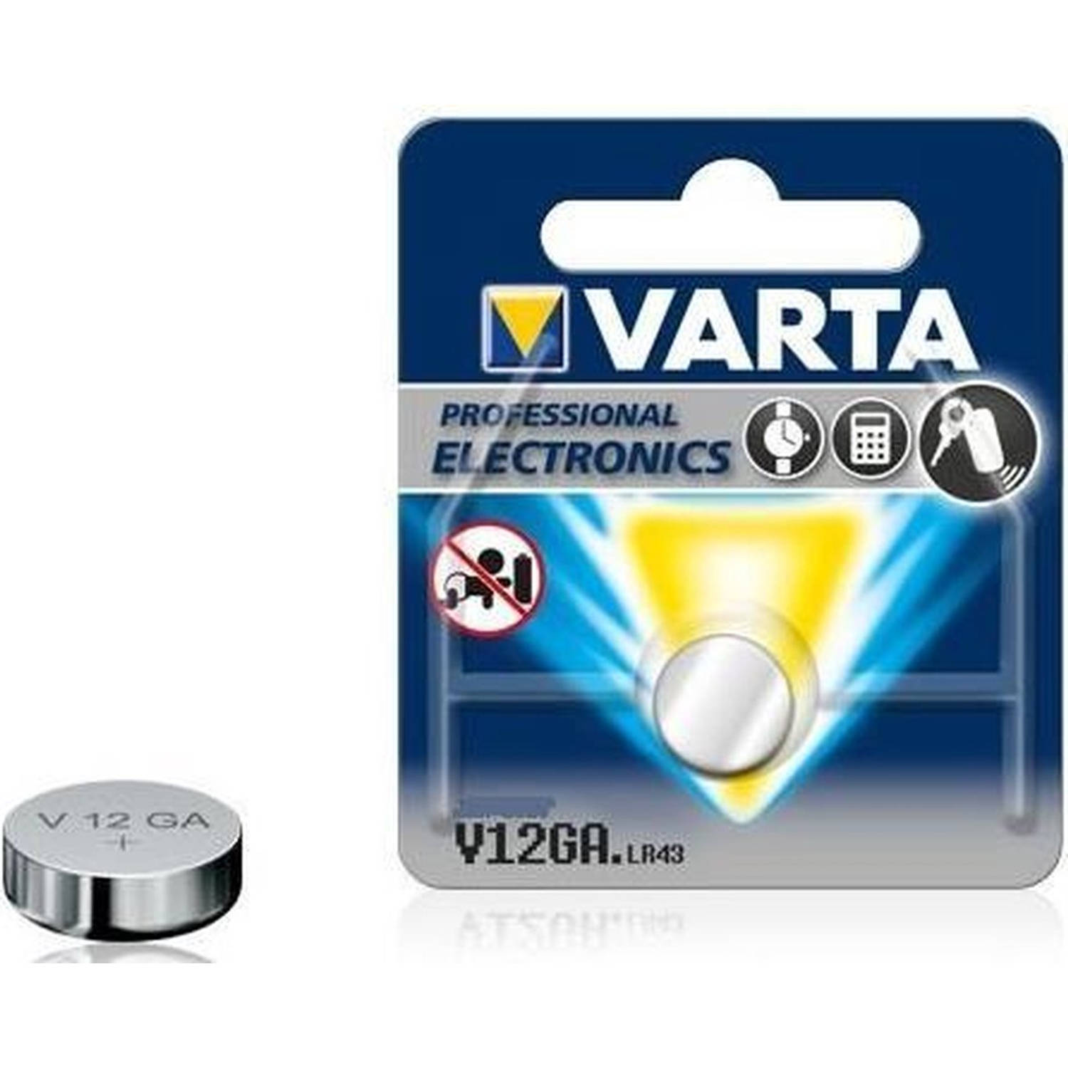 VARTA V12GA, LR43, AG12, D186, L1142 1.5V 80mAh batterij - 10 Stuks