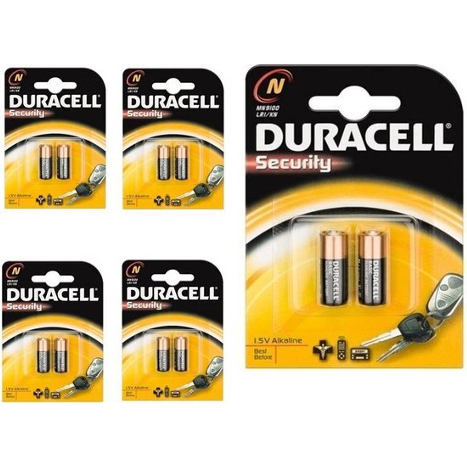 10 Stuks (5 Blisters a 2st) - Duracell LR1 / N / E90 / 910A 1,5 V Alkaline batterij (Duo Pack)
