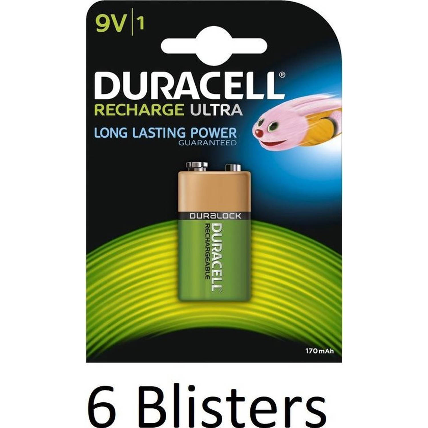 6 Blisters (6 Blisters A 1 St) Duracell 9v Oplaadbare Batterij 170 Mah