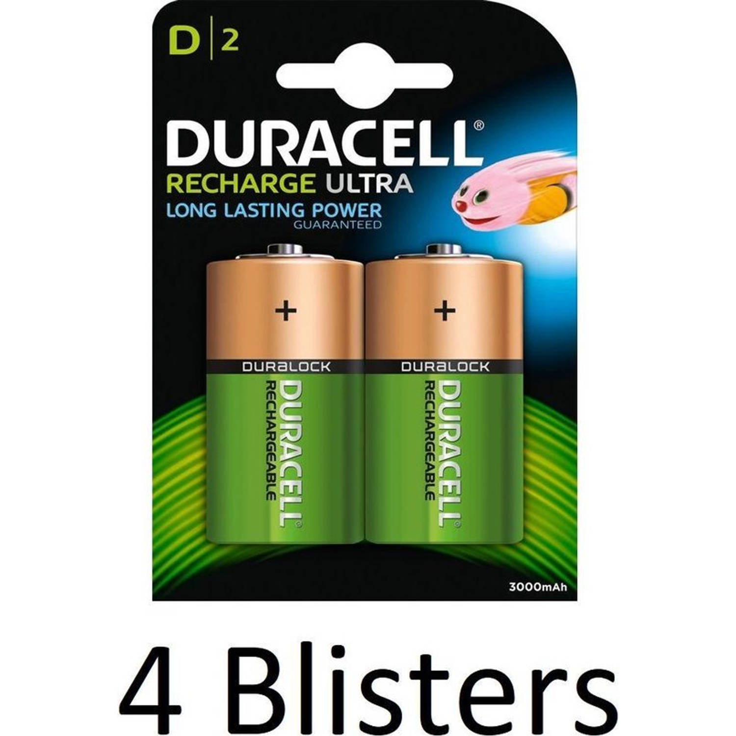 8 Stuks (4 Blisters A 2 St) Duracell D Oplaadbare Batterijen
