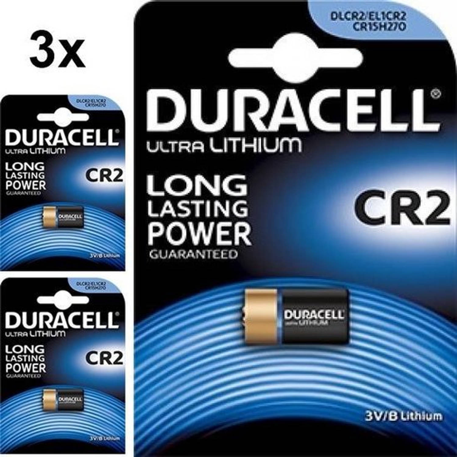 3 Stuks - Duracell CR2 EL1CR2 RLCR2 DR2R 3V Lithium batterij