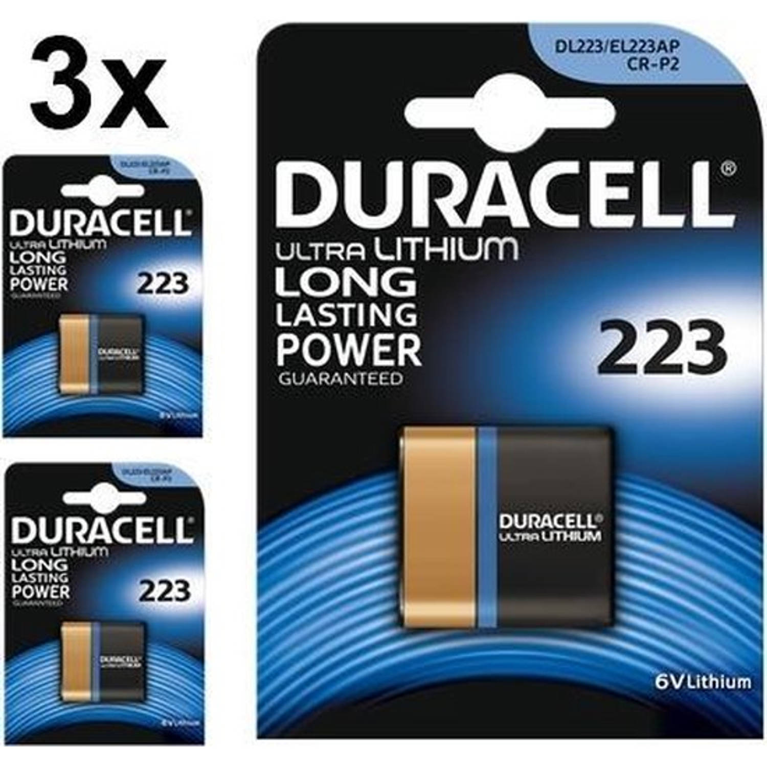 3 Stuks Duracell Crp2-223-Dl223-El223ap-Cr-p2 6v Lithium Batterij