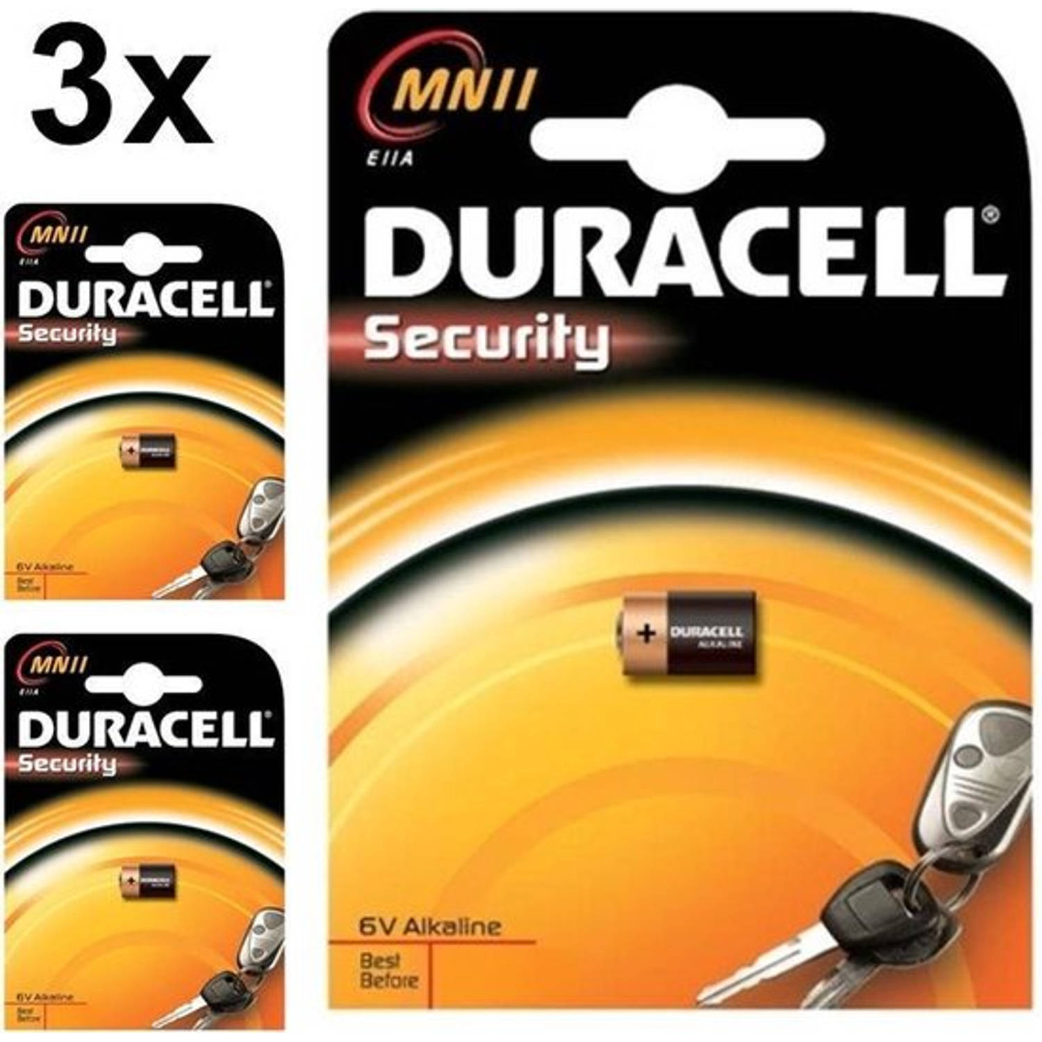 3 Stuks - Duracell A11 MN11 11A 6V Security alkaline batterij