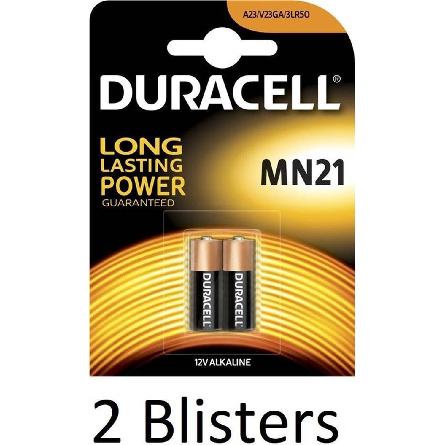4 Stuks (2 Blisters a 2 st) Duracell MN21 Alkaline Beveiligingsbatterij