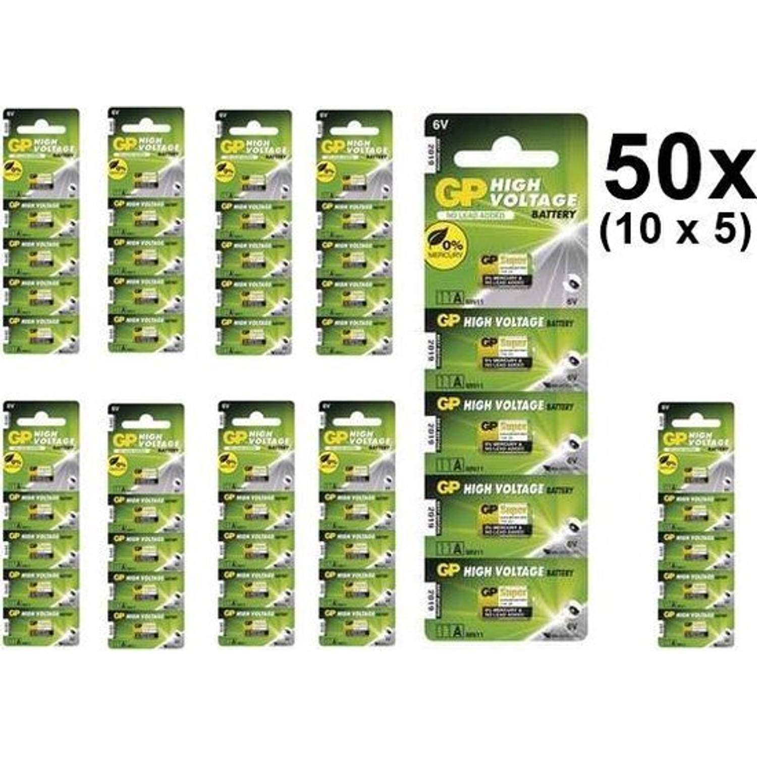 50 Stuks (10 Blisters a 5st) - GP A11 MN11 11A 6V alkaline batterij