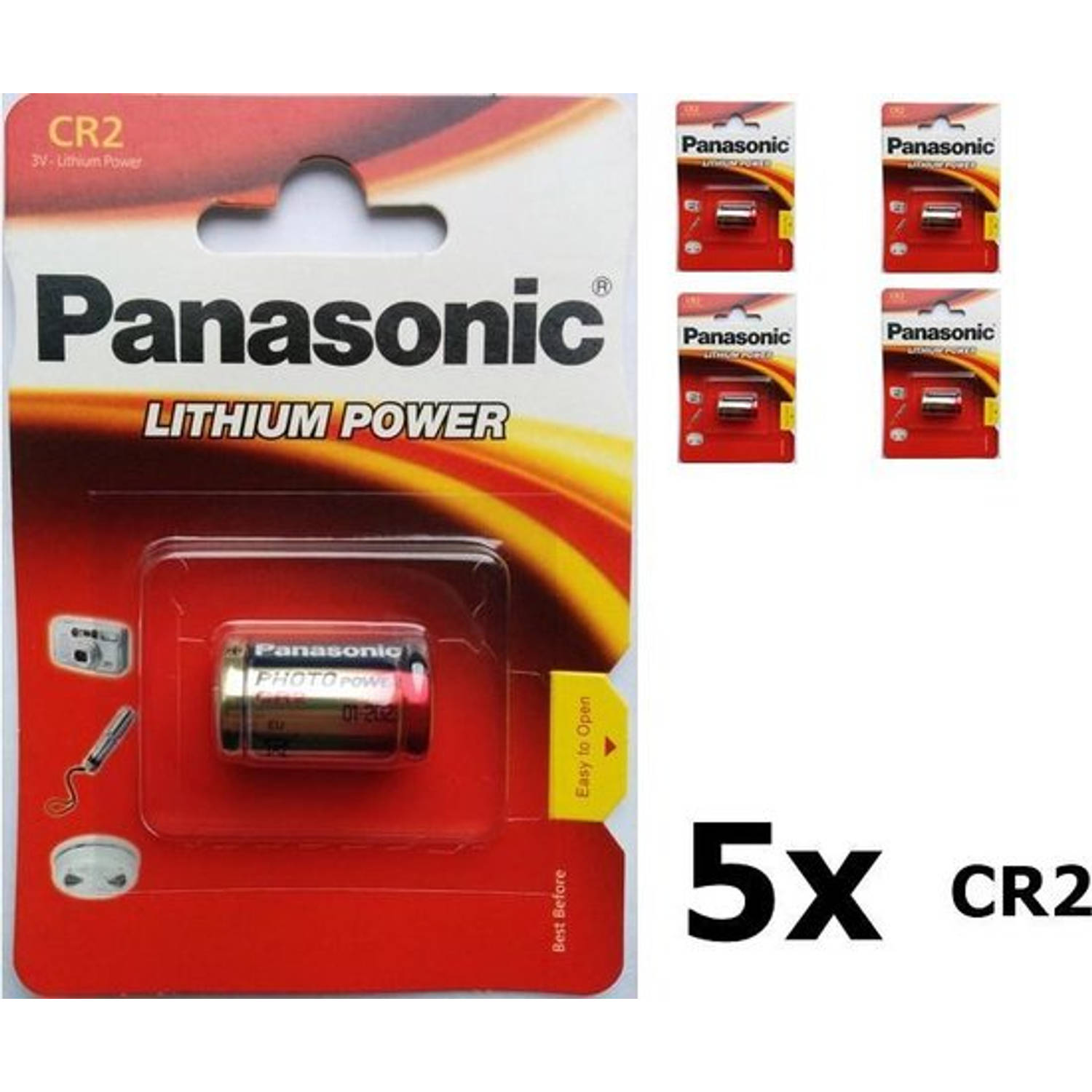5 Stuks Panasonic Cr2 Blister Lithium Batterij