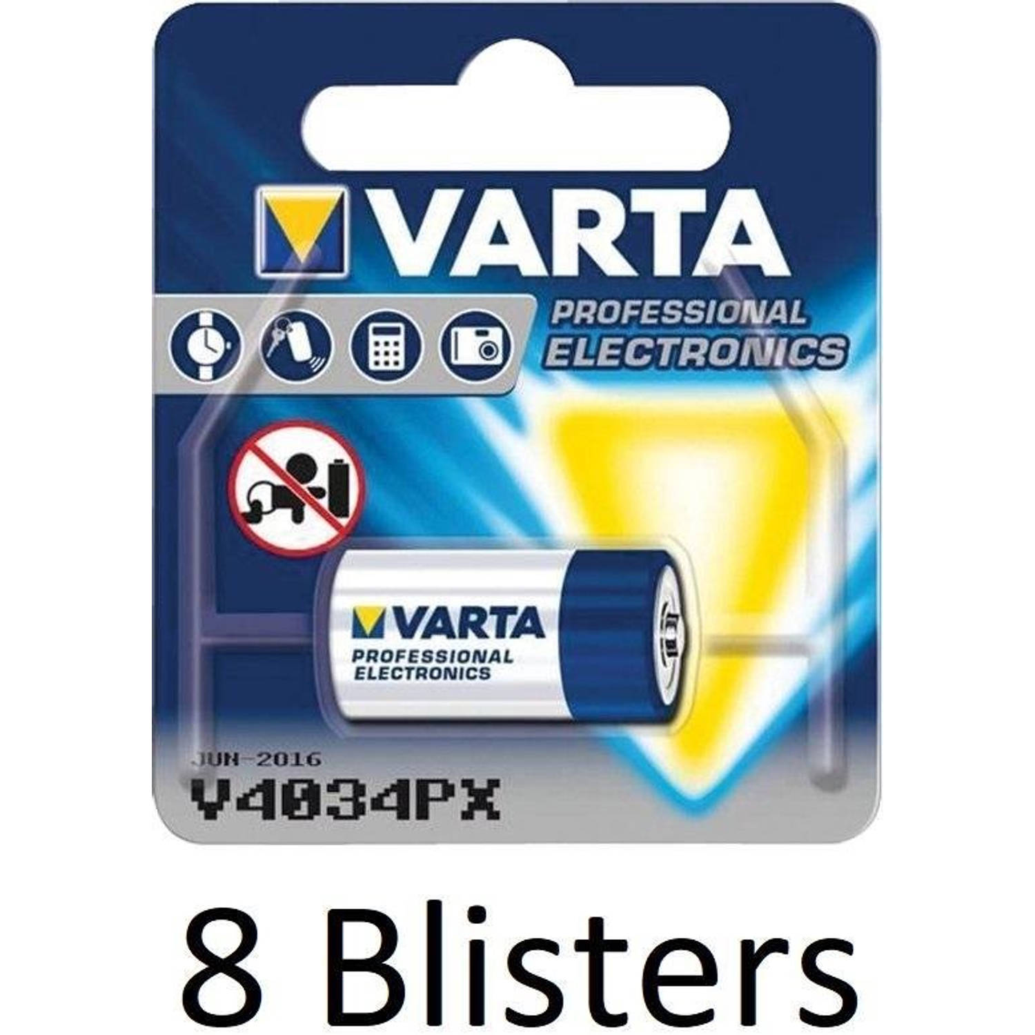8 stuks (8 blisters a 1 st) Varta V4034PX batterij