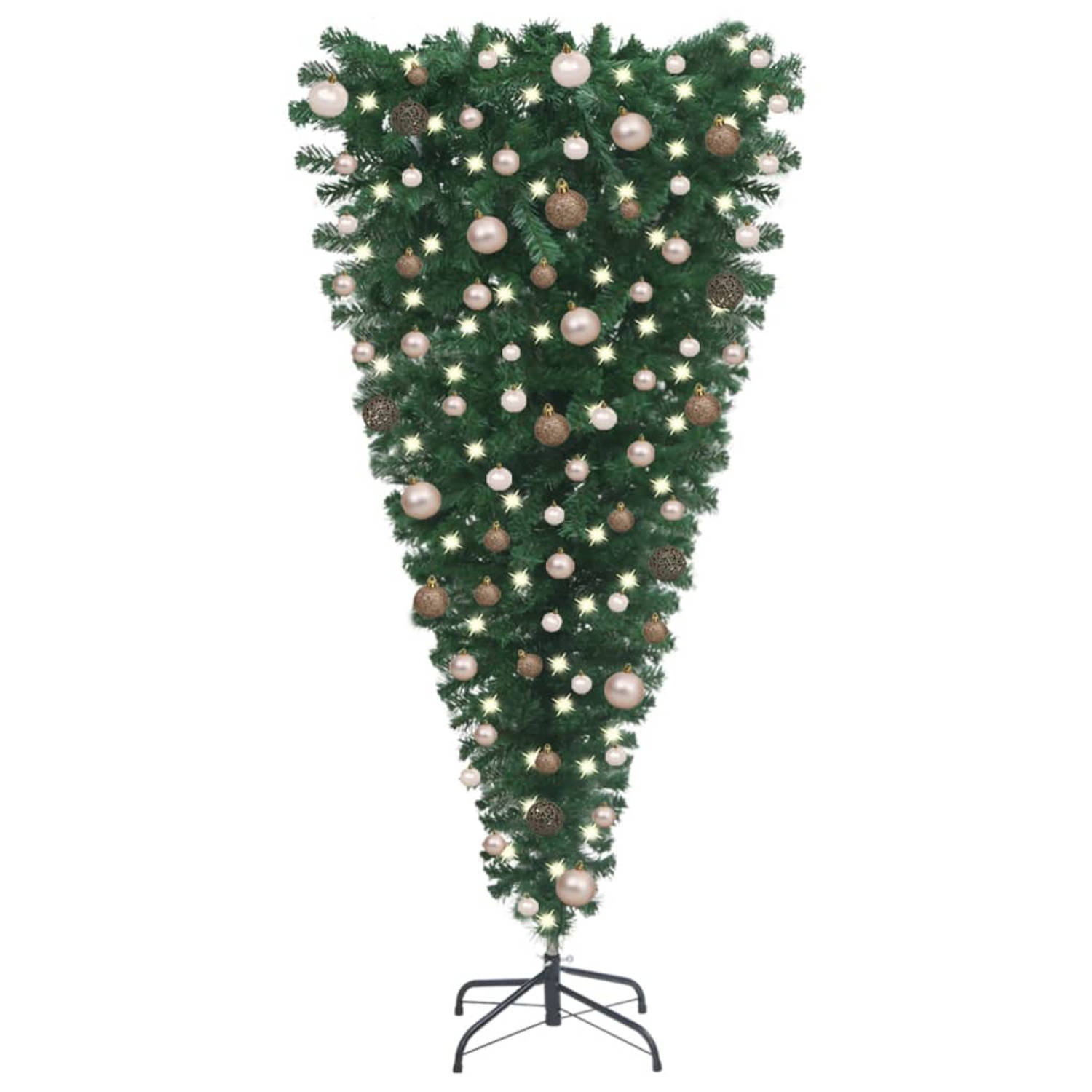 vidaXL Kunstkerstboom met verlichting en ballen ondersteboven 240 cm
