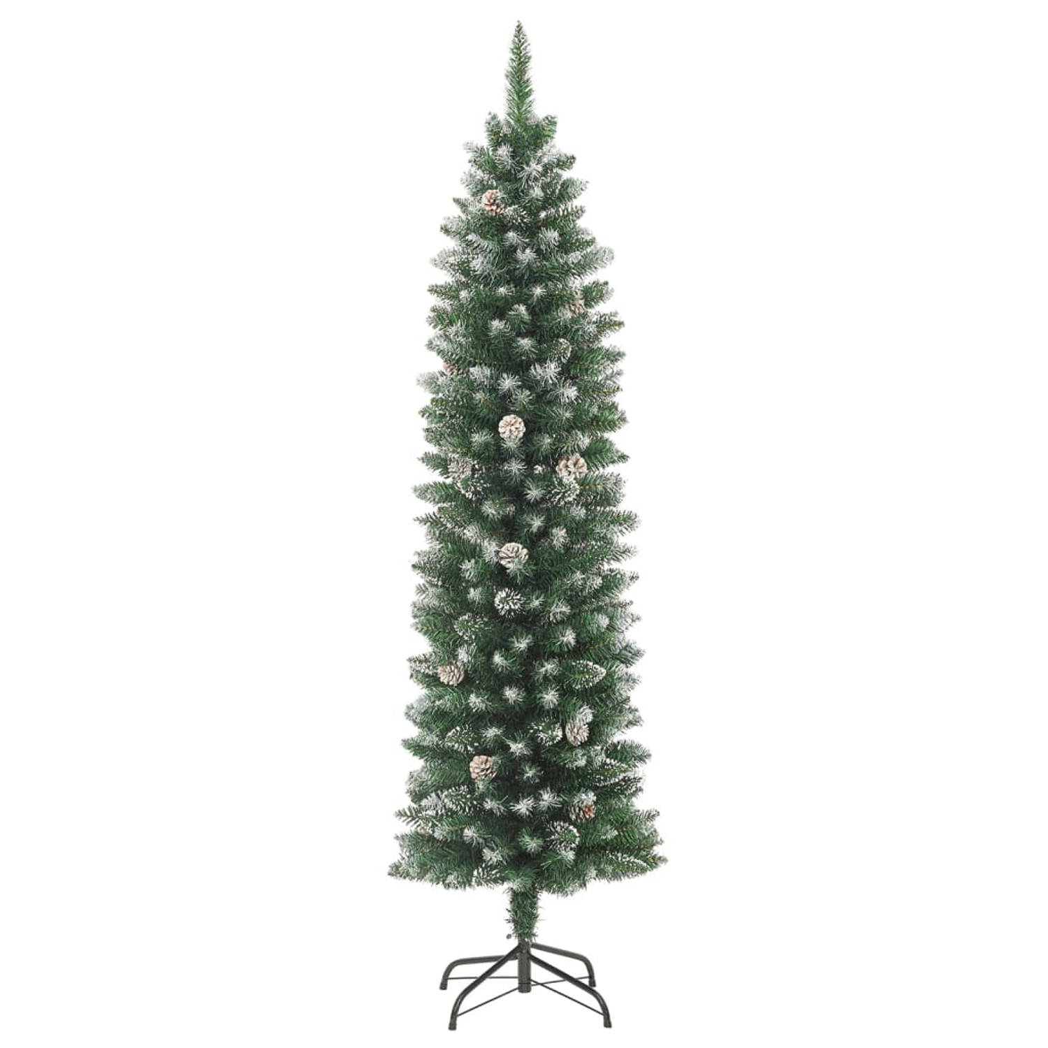 The Living Store Kunstkerstboom smal met standaard 180 cm PVC - Decoratieve kerstboom