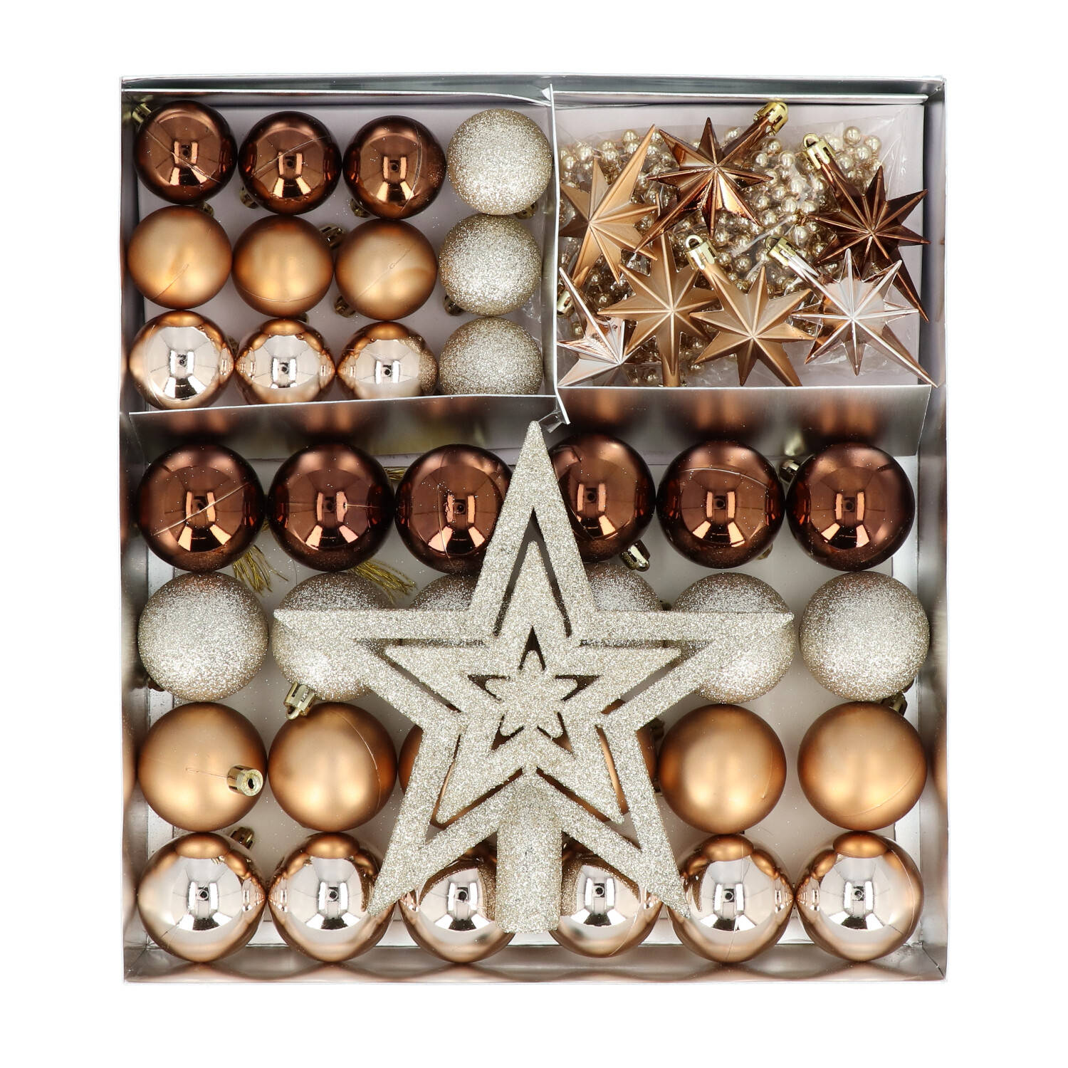 4goodz 45-delige Decoratieve Kunststof Kerstballen Brons/zilver