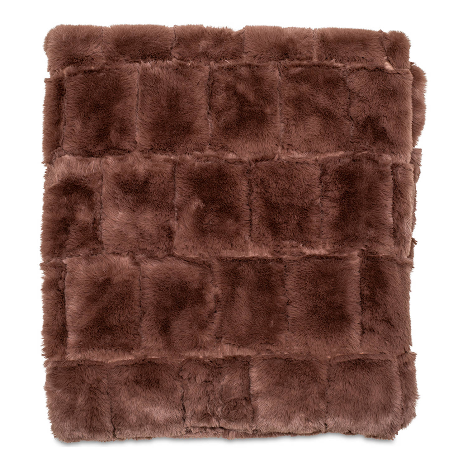 Wicotex-Plaid-deken-fleece plaid jacquard Cube taupe 150x200cm polyester-Zacht en warme Fleece deken.