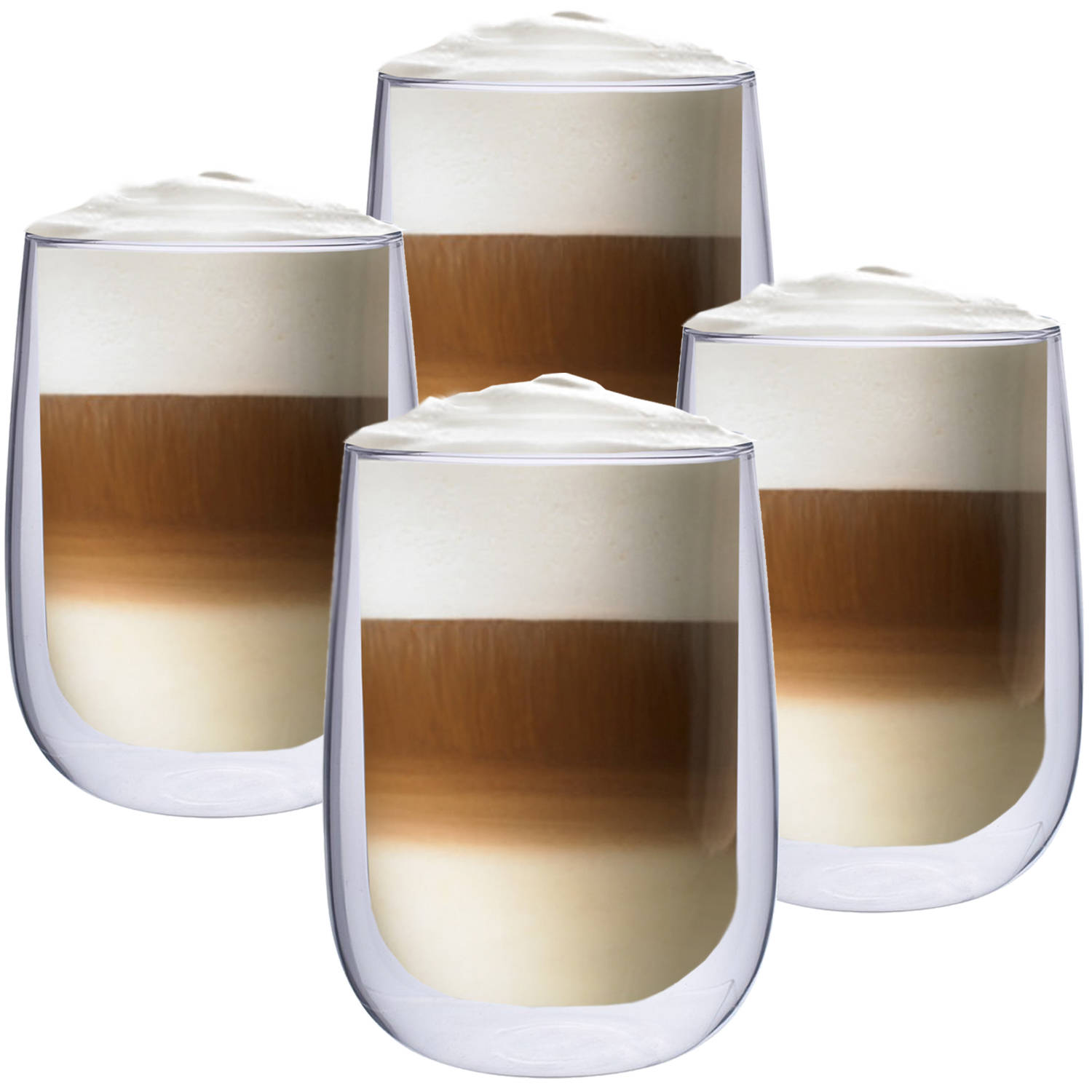 Latte Macchiato Glazen - Dubbelwandige Koffieglazen - Cappuccino Glazen - 450 ML - 4x