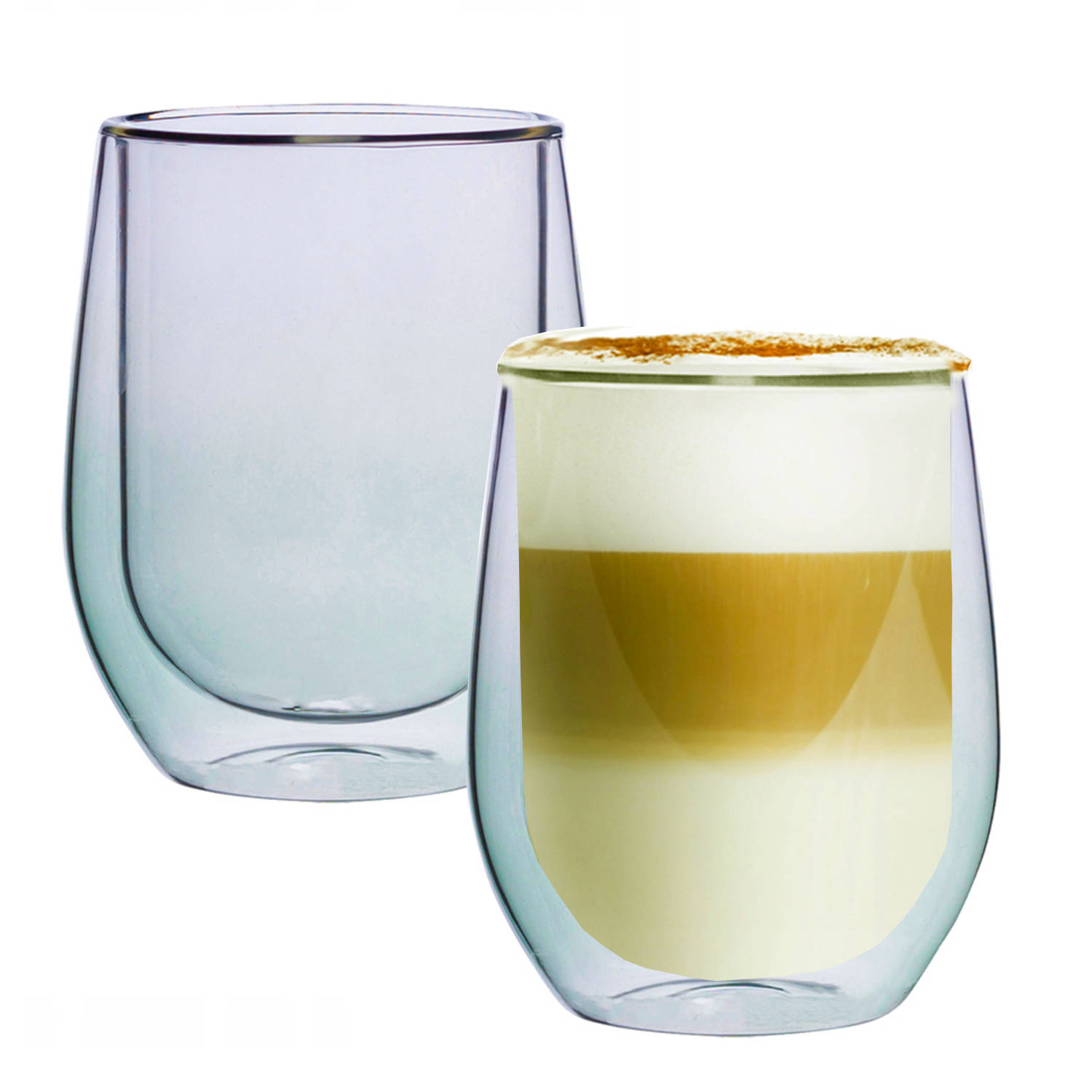 Groene Dubbelwandige Koffieglazen - Dubbelwandige Theeglazen - Cappuccino Glazen - 300ML - Set Van 2