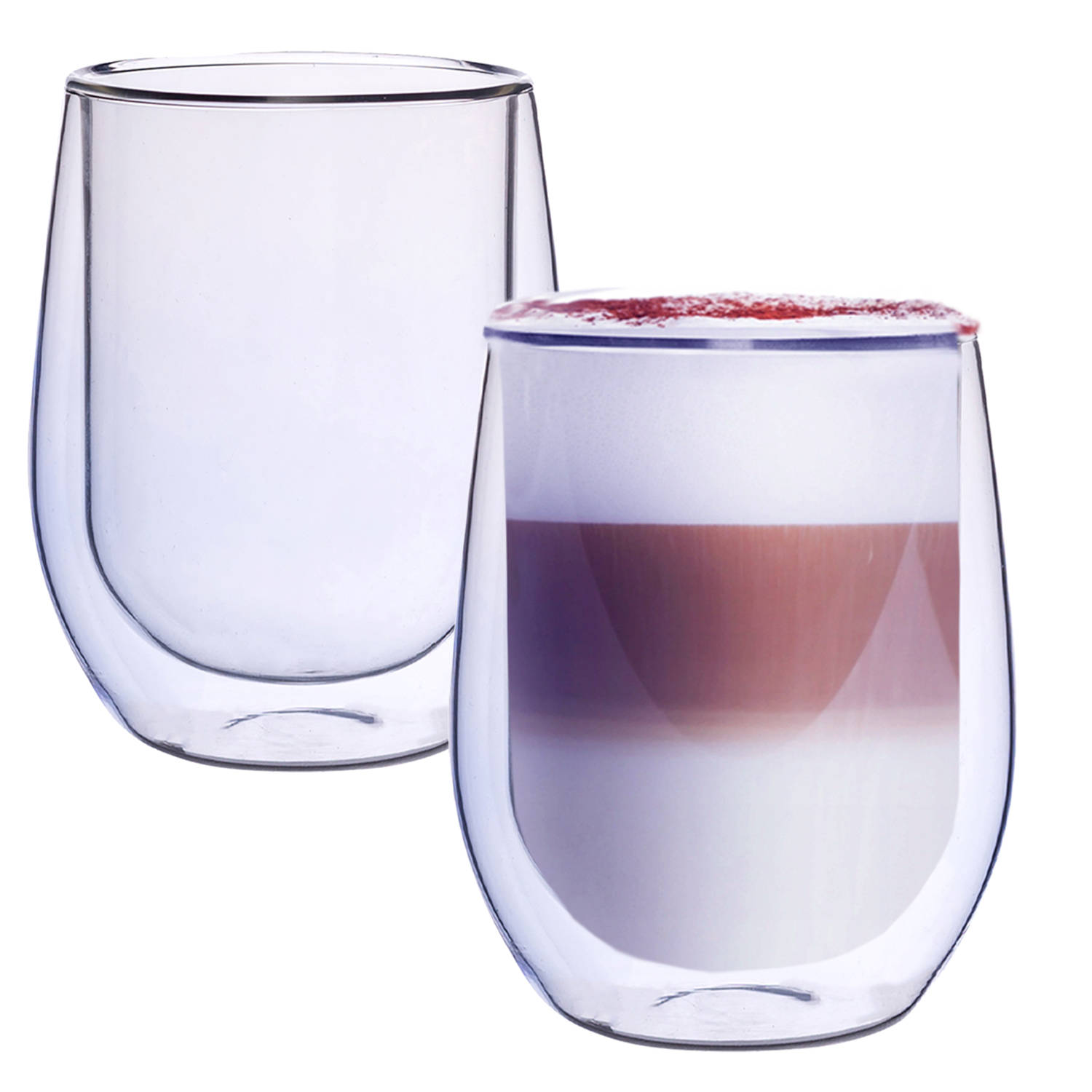 mooi zo bar sympathie Blauwe Dubbelwandige Koffieglazen - Dubbelwandige Theeglazen - Cappuccino  Glazen - 300ML - Set Van 2 | Blokker