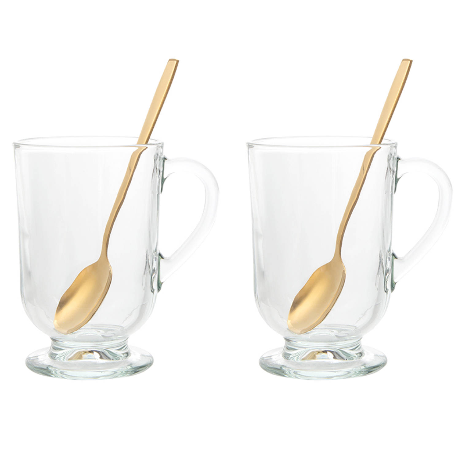 Latte Macchiato Glazen - Koffieglazen - Cappuccino Glazen - Cappuccino Kop -310ML - + Gratis Lepels Set van 4 | Blokker