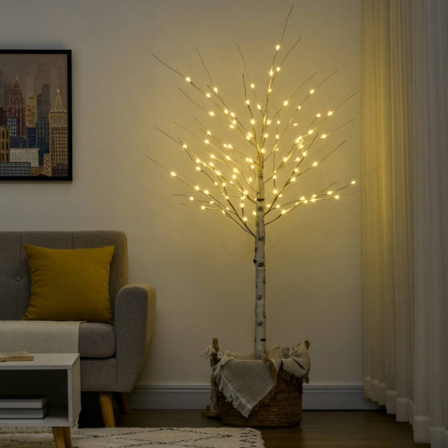 Lichtboom - Lichttakken - Led boom - Kerstverlichting - - Kerstversiering - Kerst - 180 cm - 96 LED's - Warmwit | Blokker
