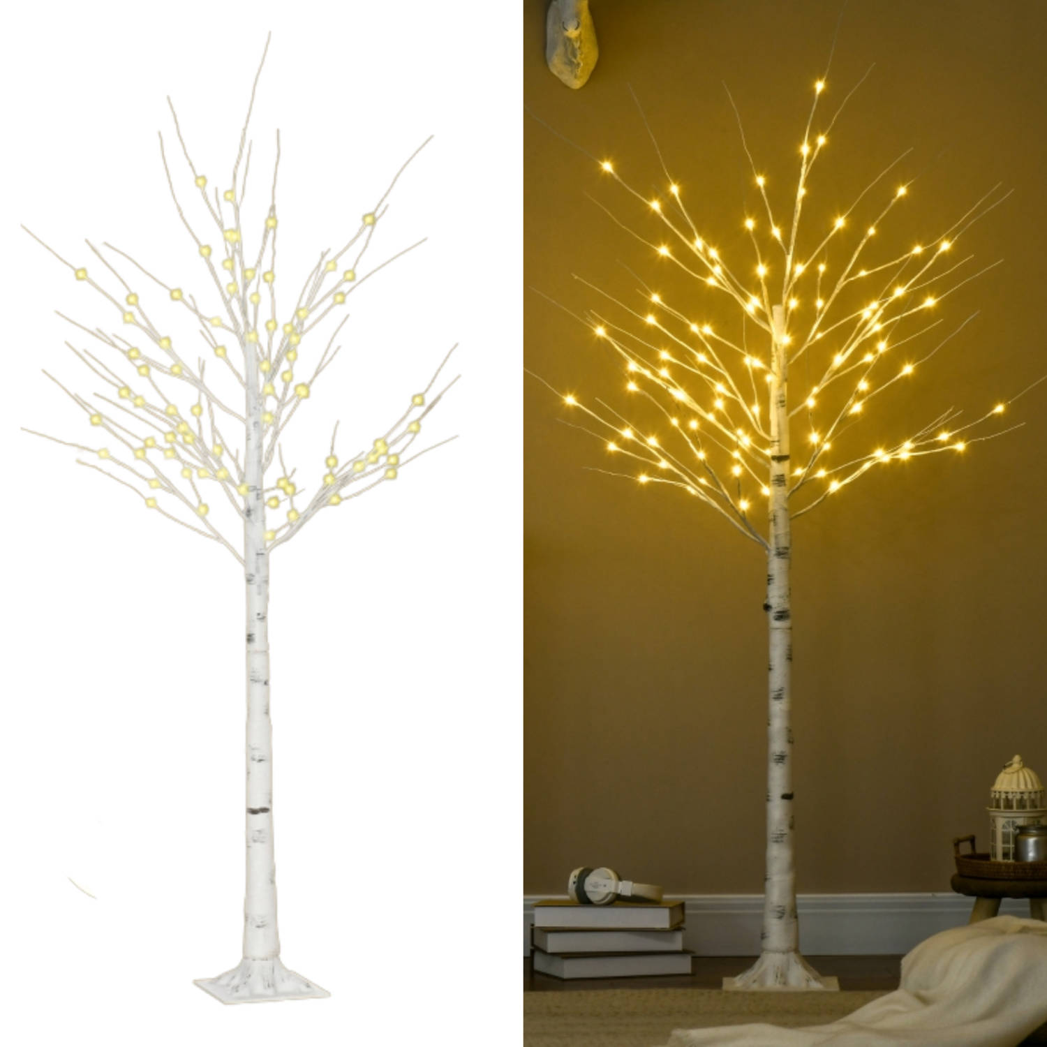 Lichtboom - Lichttakken - Led boom - Kerstverlichting - Lichttak - Kerstversiering - Kerst - 180 cm - 96 LED's - Warmwit