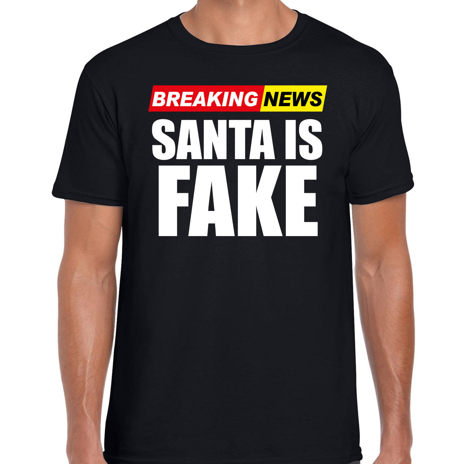 Foute humor Kerst t-shirt breaking news fake zwart voor heren XL - kerst t-shirts