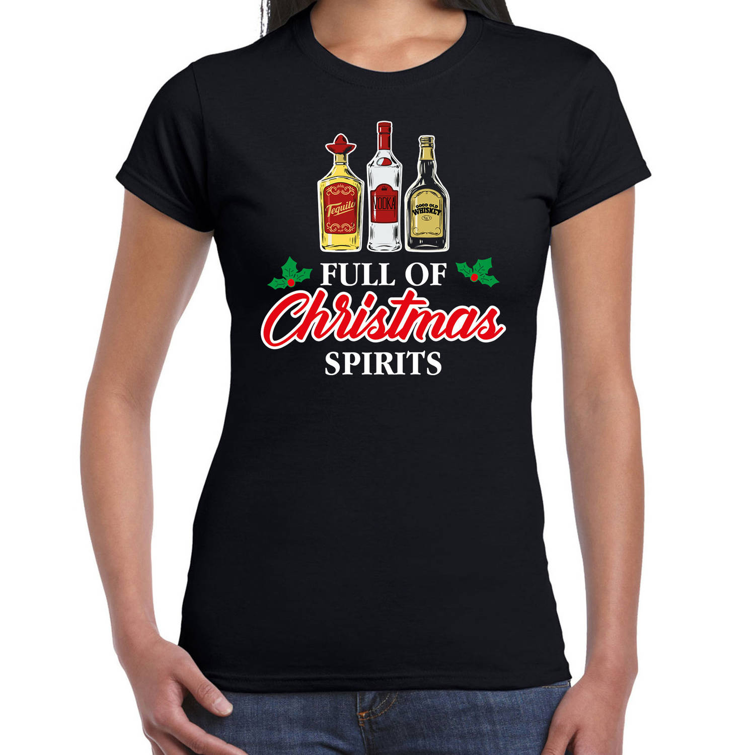 Foute drank humor Kerst T-shirt voor dames zwart 2XL - kerst t-shirts