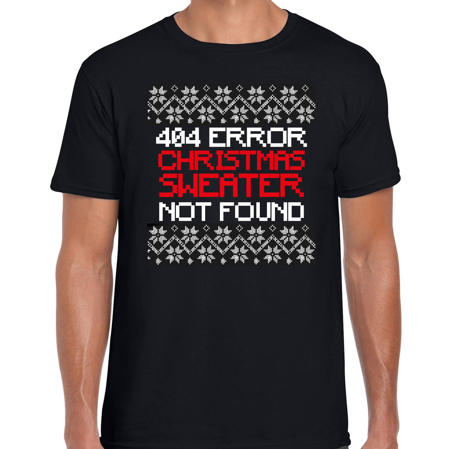 Fout Kerst t-shirt 404 error zwart voor heren S - kerst t-shirts