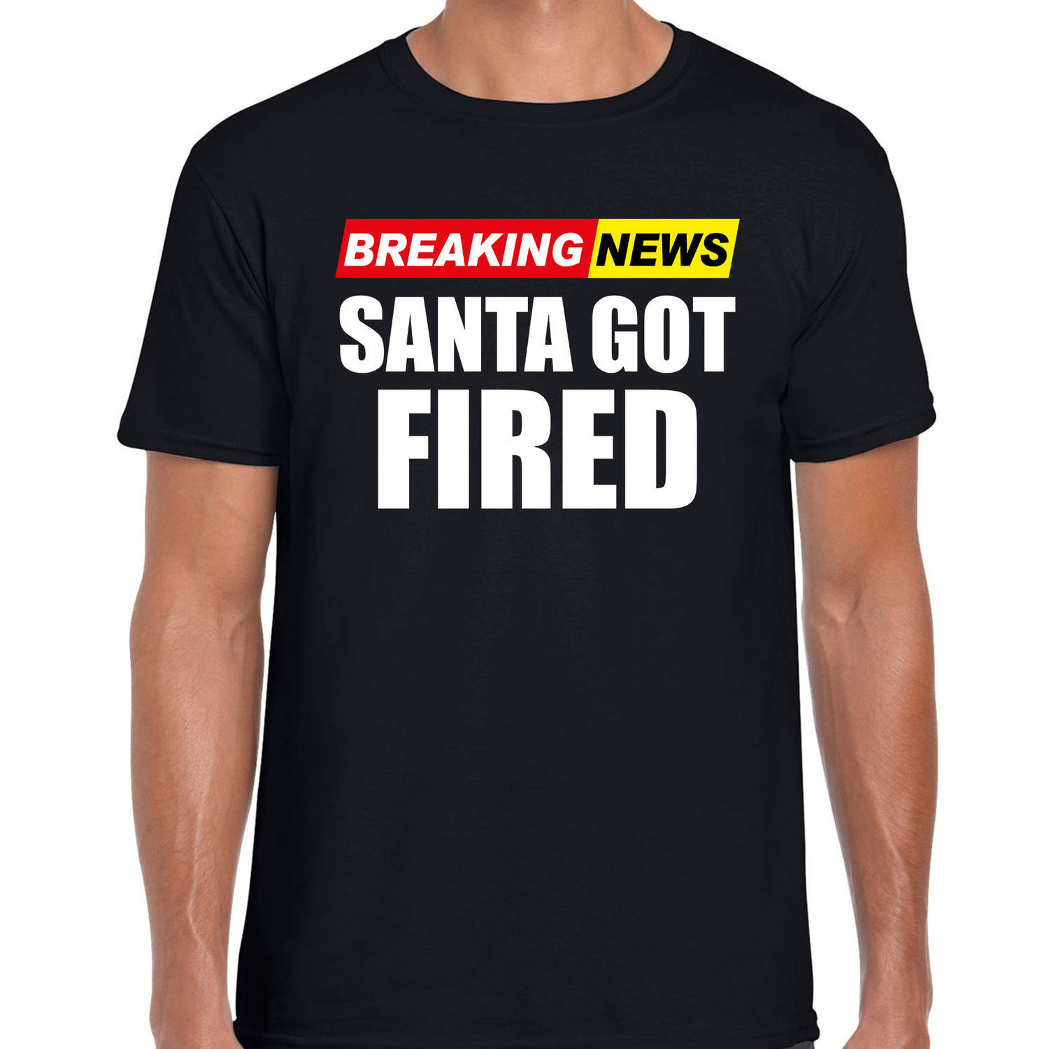 Foute humor Kerst t-shirt breaking news fired zwart voor heren 2XL - kerst t-shirts