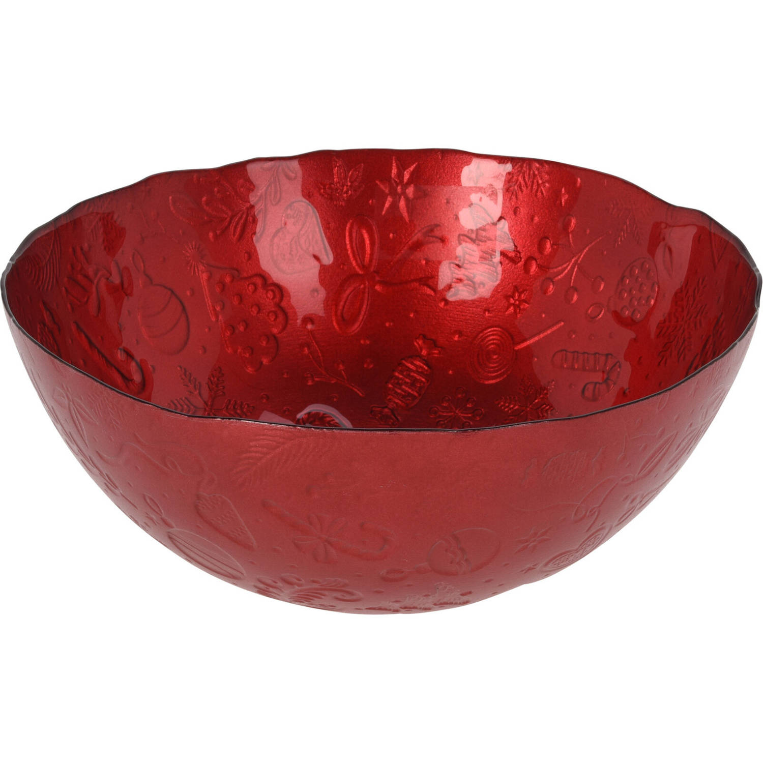 Glazen Decoratie Schaal-fruitschaal Rood Rond D28 X H11,5 Cm Schalen