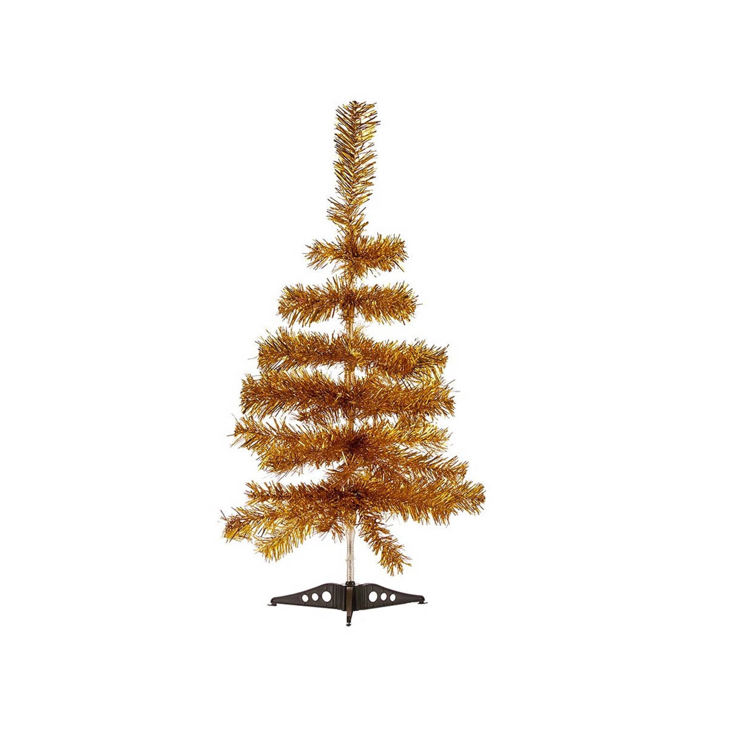 Kleine goud kerstboom van 60 cm van kunststof met voet - Mini boompjes voor kinderkamer/kantoor