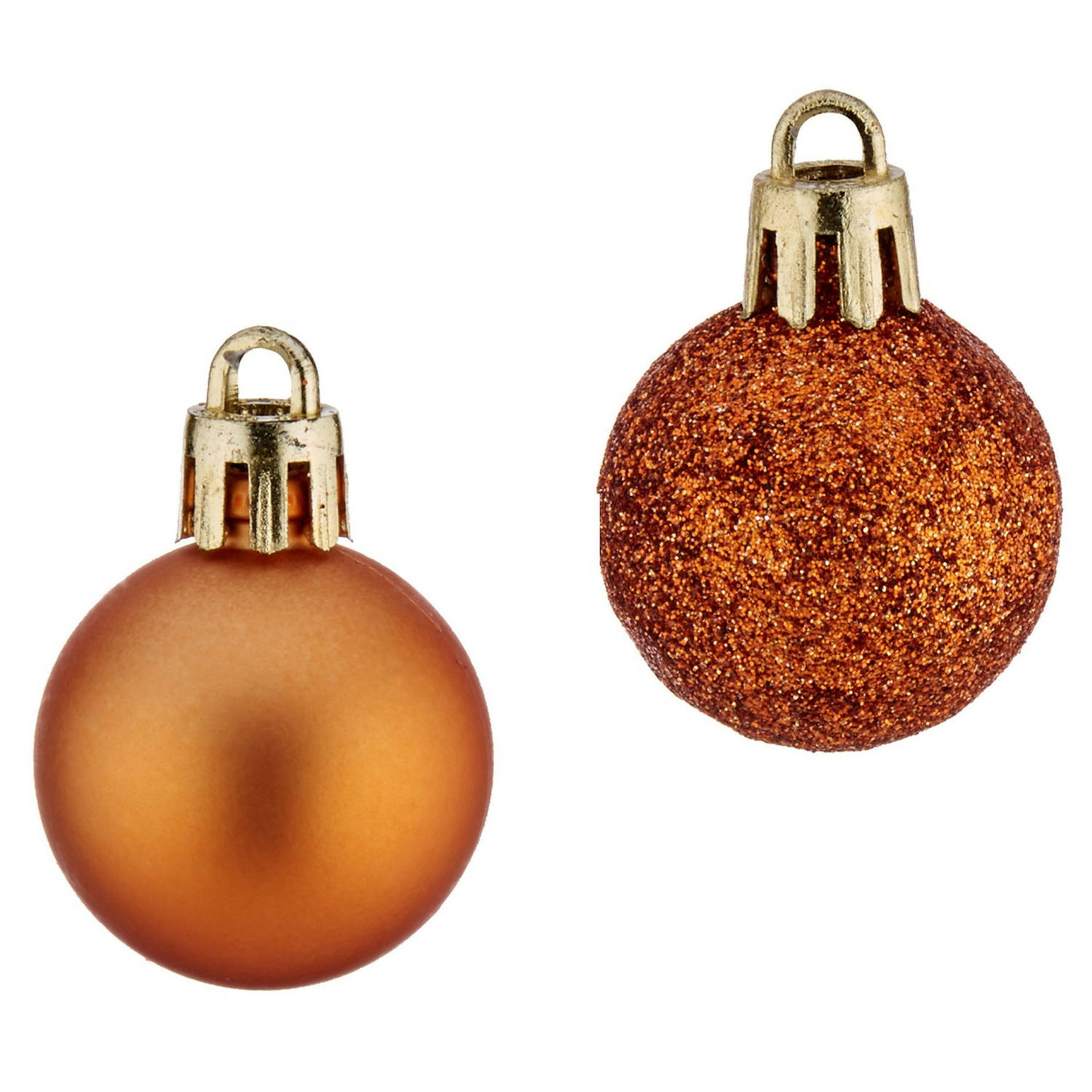12x Stuks Kerstballen Oranje Kunststof 3 Cm Glitter En Mat - Kerstbal