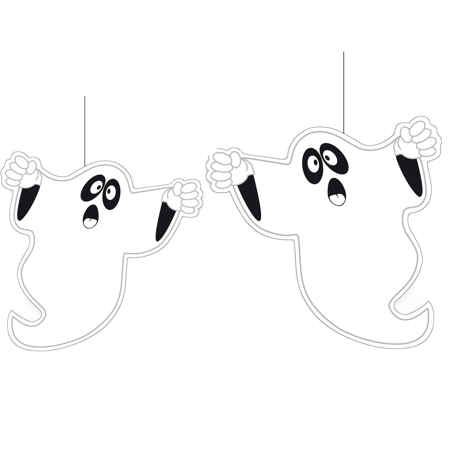 Halloween Thema 4x Hangende Spoken-geest Decoraties Wit 20 En 30 Cm Hangdecoratie