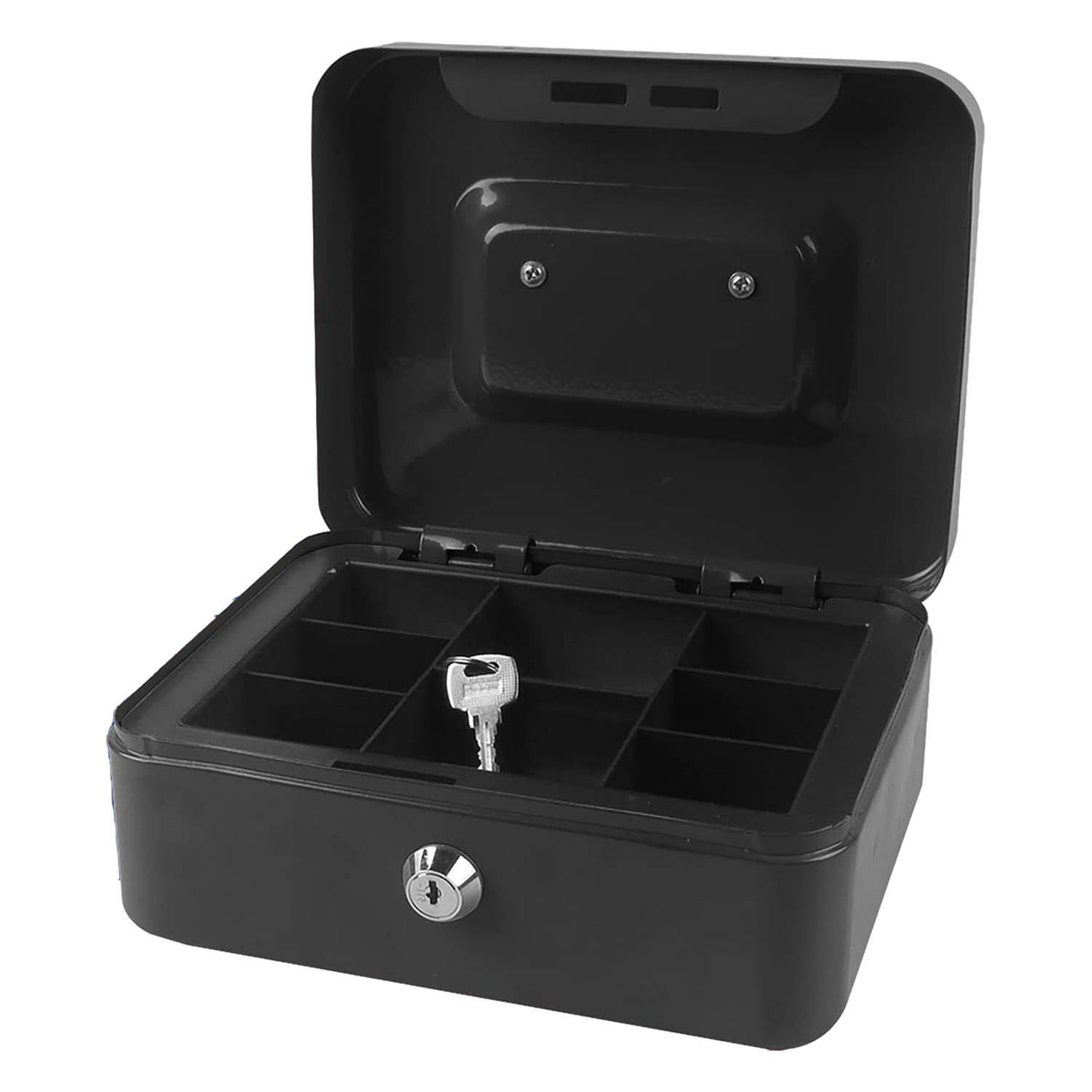 Geldkistje-kluisje met slot zwart 20 cm metaal incl 2 sleutels Geldkistjes