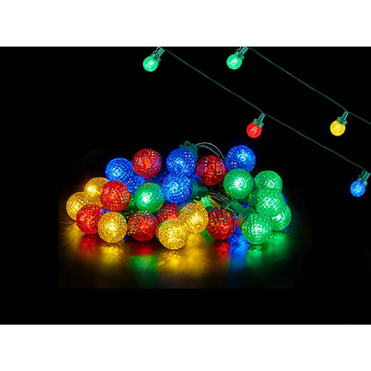 Kerstverlichting-party Lights 30x Gekleurde Led Bolletjes 600 Cm Op Batterijen Kerstverlichting Kers