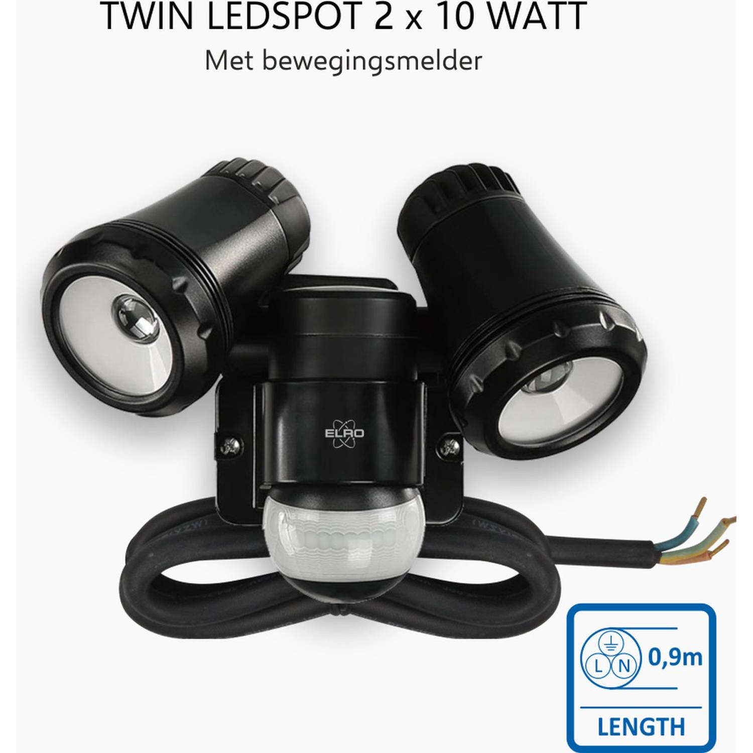 LF80 LED Buitenlamp met Bewegingsmelder - 2x10W – 1400lm | Blokker