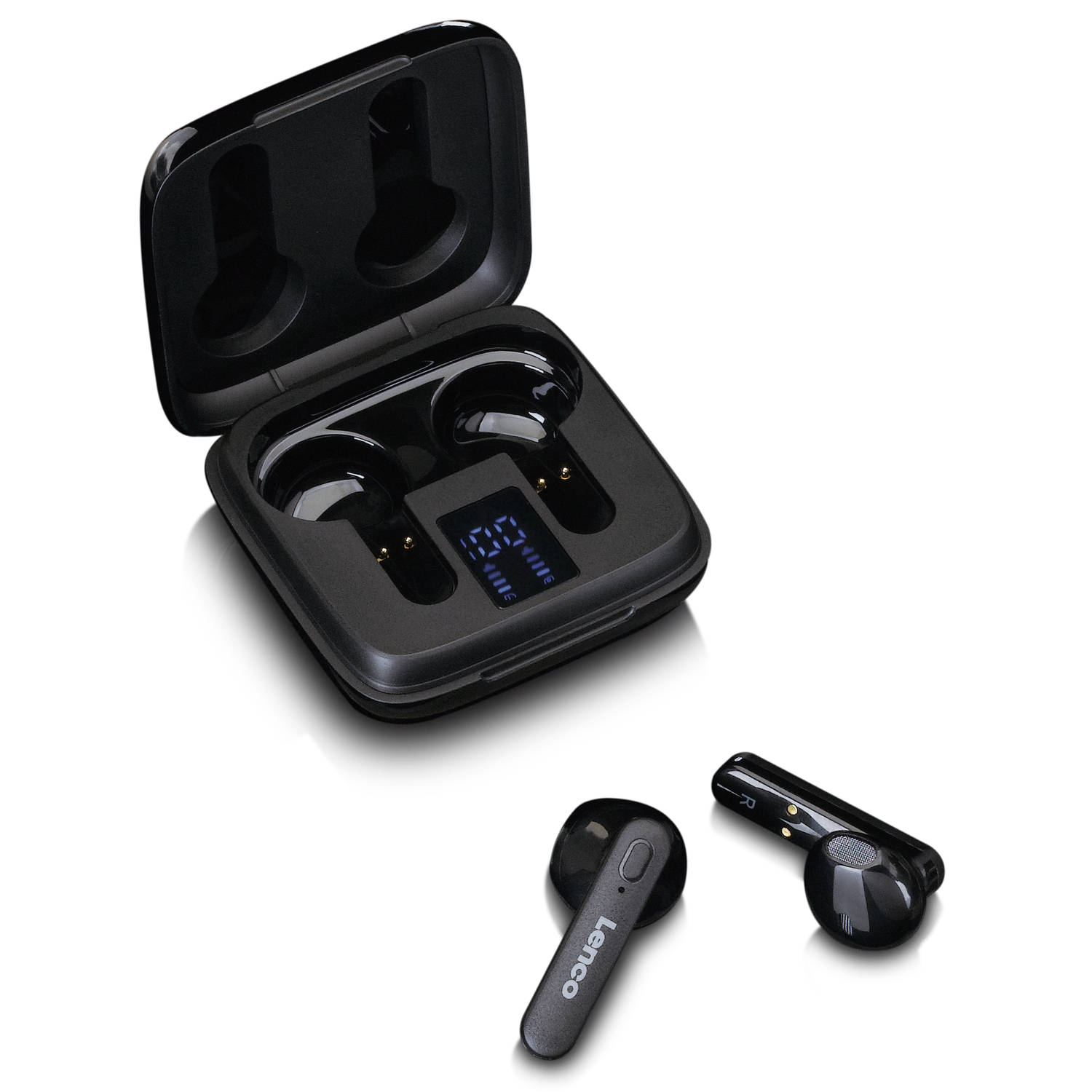 Lenco EPB-430BK - Draadloze oordopjes, laadcase met display, Bluetooth en TWS, zwart