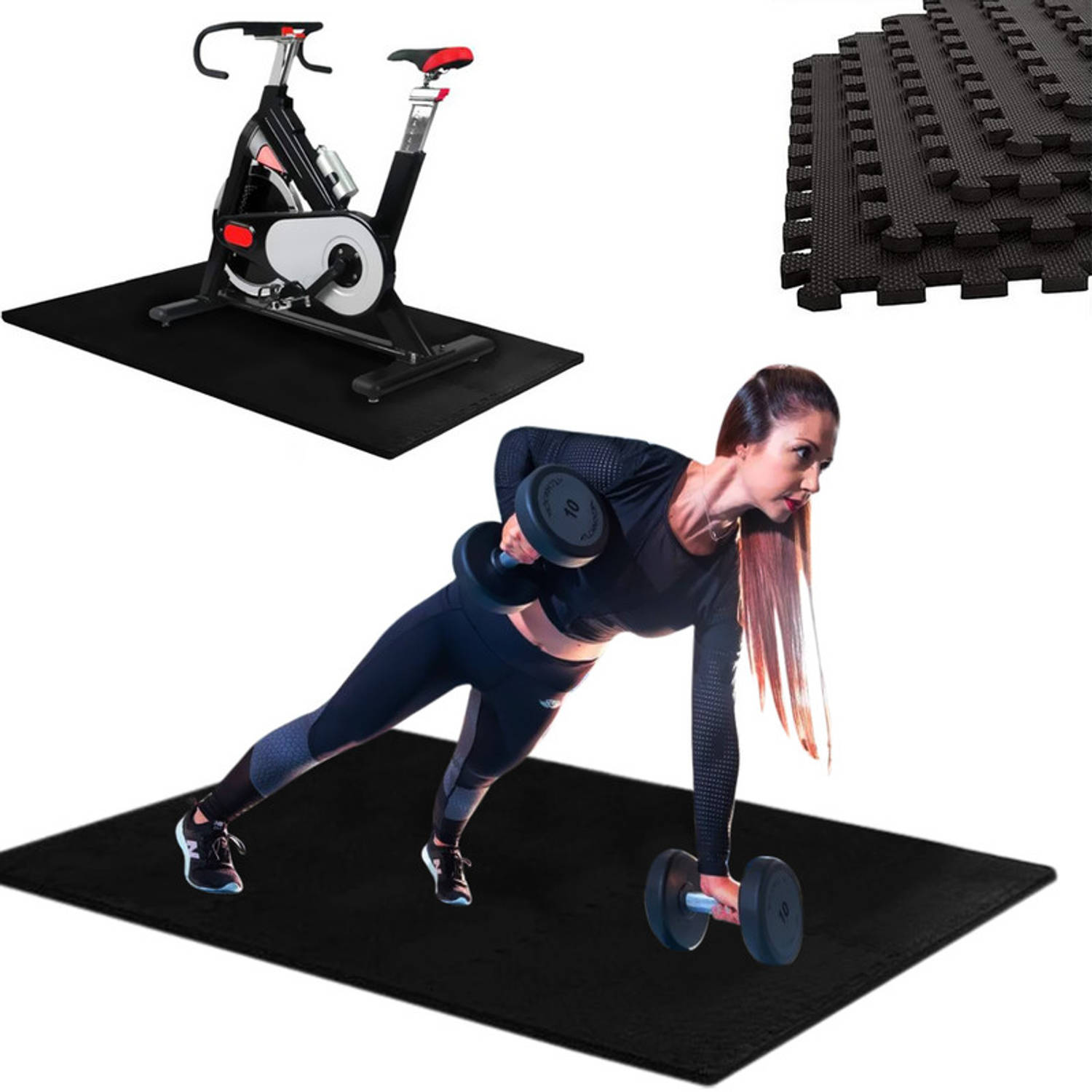 Awemoz Fitness Puzzelmat 6 Stuks Fitnessmat Yoga Mat Fitness Vloer Anti-slip 60 X 60 X 1,2cm