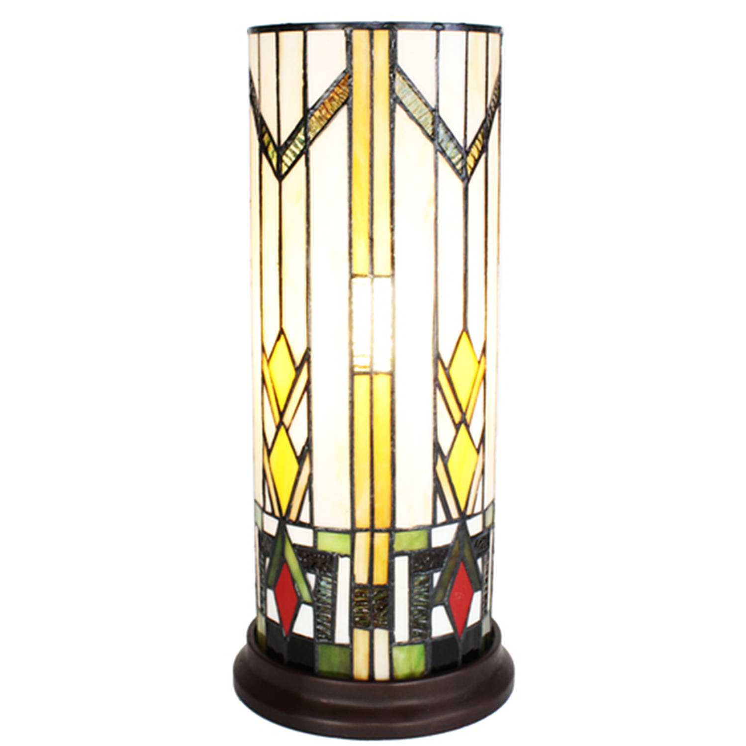 Lumilamp Tiffany Tafellamp Ø 18x40 Cm Beige Bruin Glas Rond Tiffany Bureaulamp Tiffany Lampen Glas I