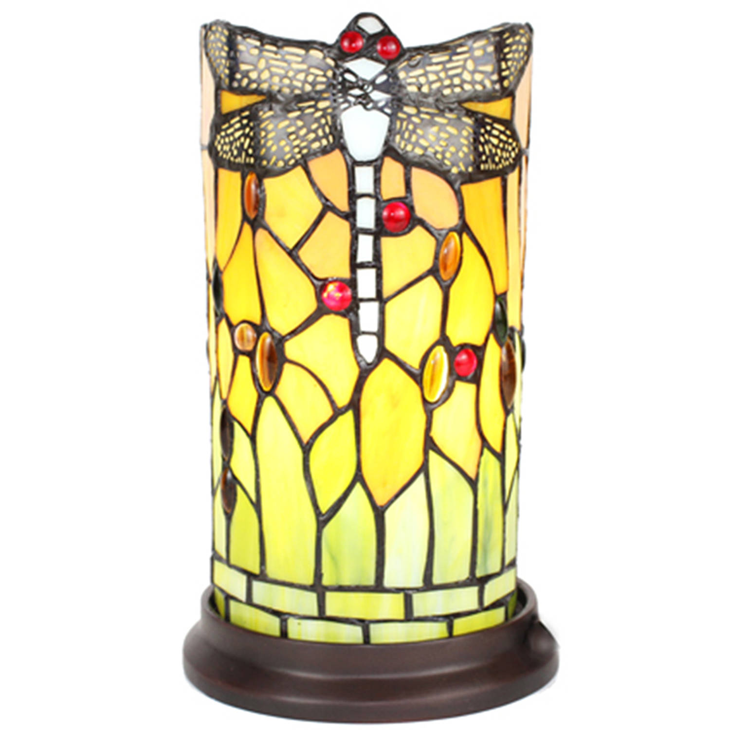 Lumilamp Tiffany Tafellamp Ø 15x26 Cm Groen Oranje Glas Rond Libelle Tiffany Bureaulamp Tiffany Lamp