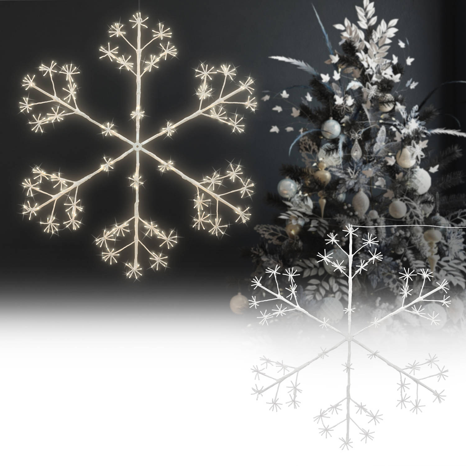 Kerstdecoratie Led Sneeuwvlok Met 384 Warm Witte Led&apos;s Ip44 120 Cm