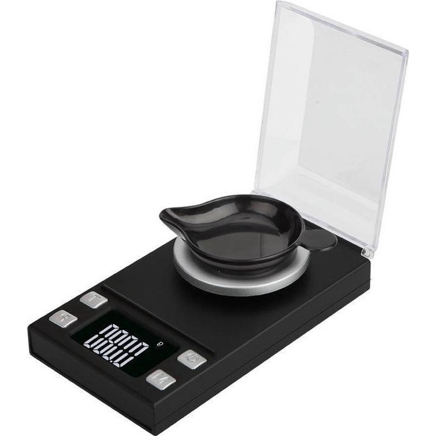 Kitchenwell digitale mini precisie keukenweegschaal - 0,001 tot 100 gram - 11.0 x 6.3 cm - pocket scale op batterij - weegschaal keuken