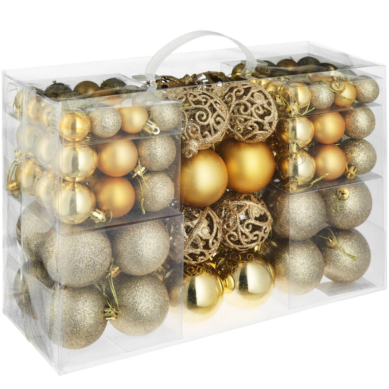tectake - Set van 100 kerstballen goud - 403323
