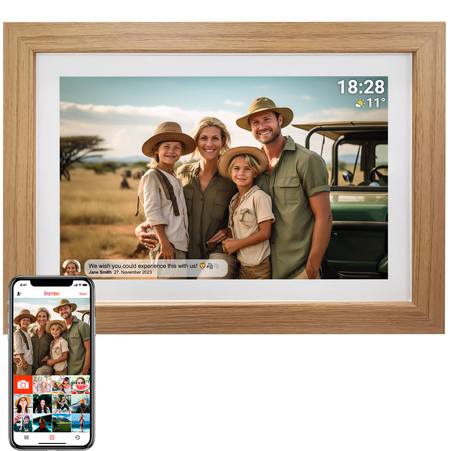 Denver Digitale Fotolijst Hd Hout 10.1 Inch Fotokader Met Frameo App 16gb Ips Touchscreen Pff1042 Li