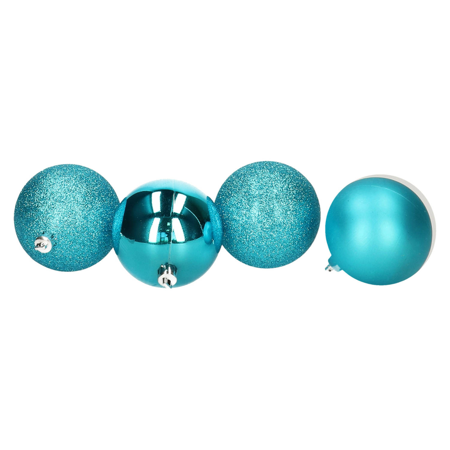 Atmosphera Kerstballen - 5ST - turquoise - glans en mat - 5 cm - kunststof - Kerstbal