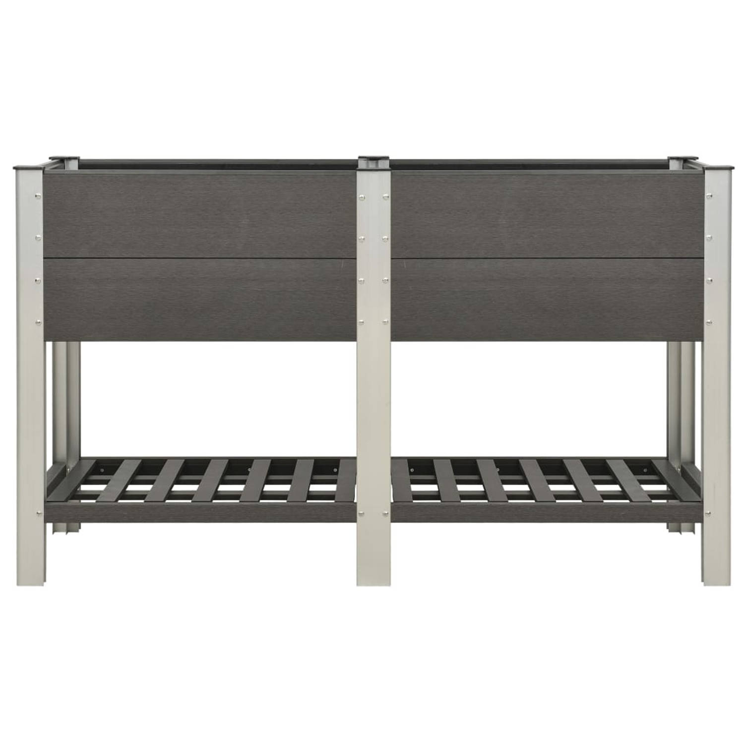 The Living Store Plantenbak verhoogd met schap 150x50x90 cm HKC grijs - Bloempot