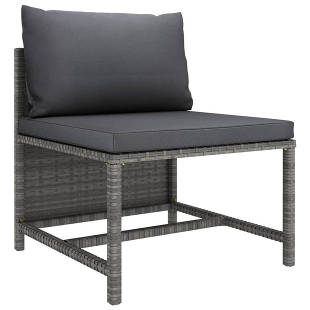 vidaXL 6-delige Loungeset met kussens poly rattan grijs