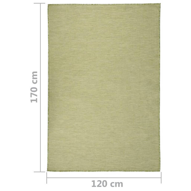 The Living Store Platgeweven Vloerkleed - 120x170 cm - Groen - Weerbestendig - UV-bestendig - 100% PP