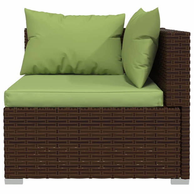 vidaXL 4-delige Loungeset met kussens poly rattan bruin