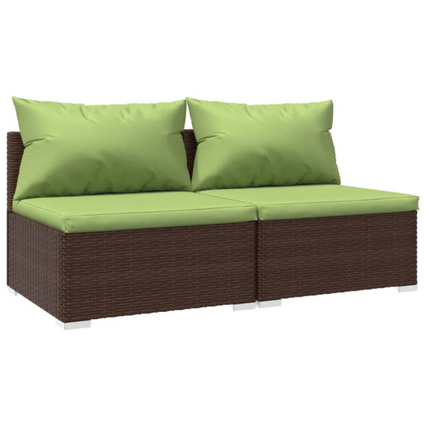 vidaXL 2-delige Loungeset met kussens poly rattan bruin