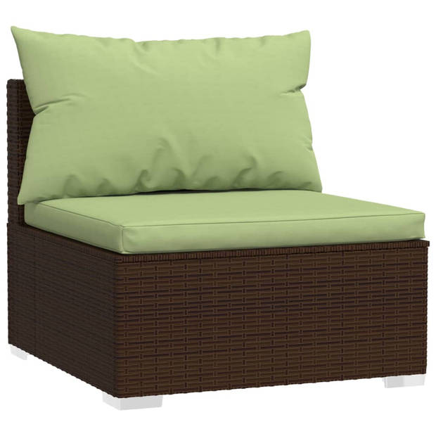 vidaXL 7-delige Loungeset met kussens poly rattan bruin